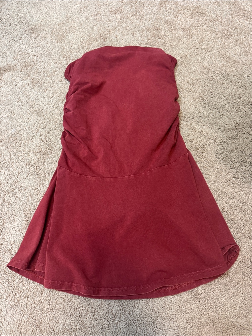 Offline by Aerie Strapless Wine Red dress with built in shorts